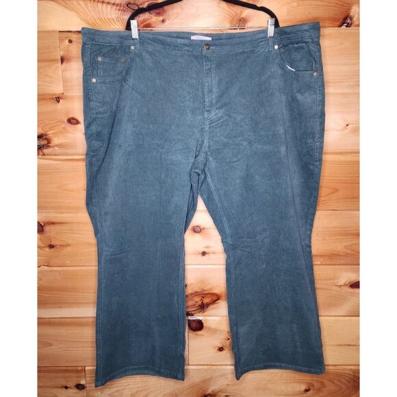 Woman Within Plus Size 32W Petite Green Corduroy Pants Stretchy 5 Pocket - Picture 5 of 8